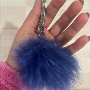 Michael Kors Blue Fur Pom Pom Keychain